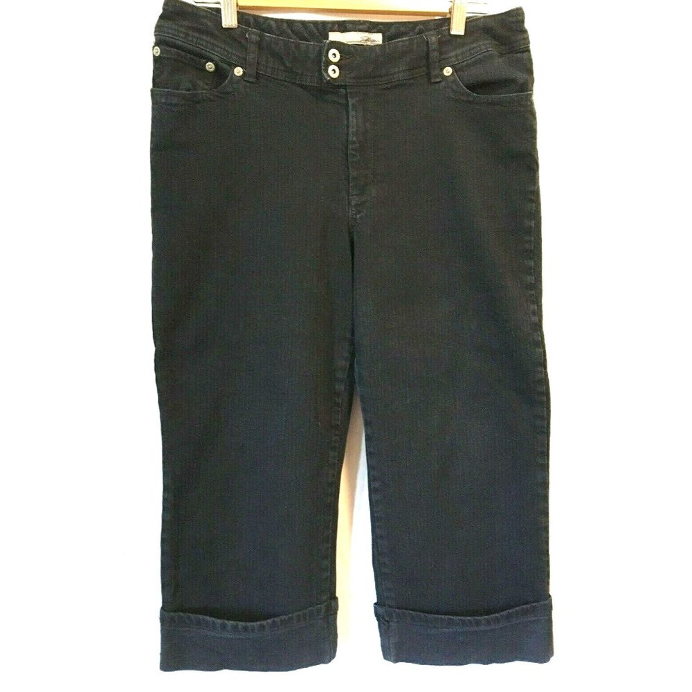 Chico's Platinum Women Jeans Capri Cuff Size2(12) Dark Wash Straight Leg Stretch